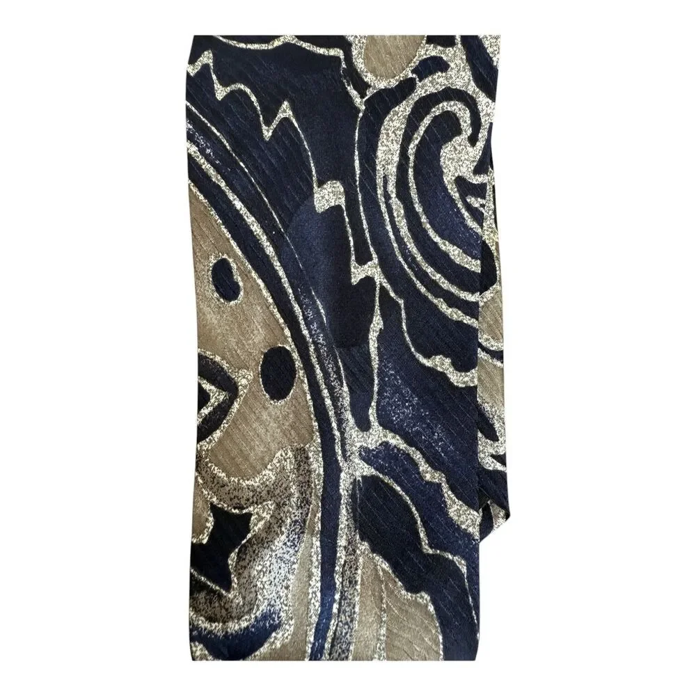 Stefano Enrici Navy and Tan Paisley Silk Jacquard Tie (Handmade in‎ Italy)